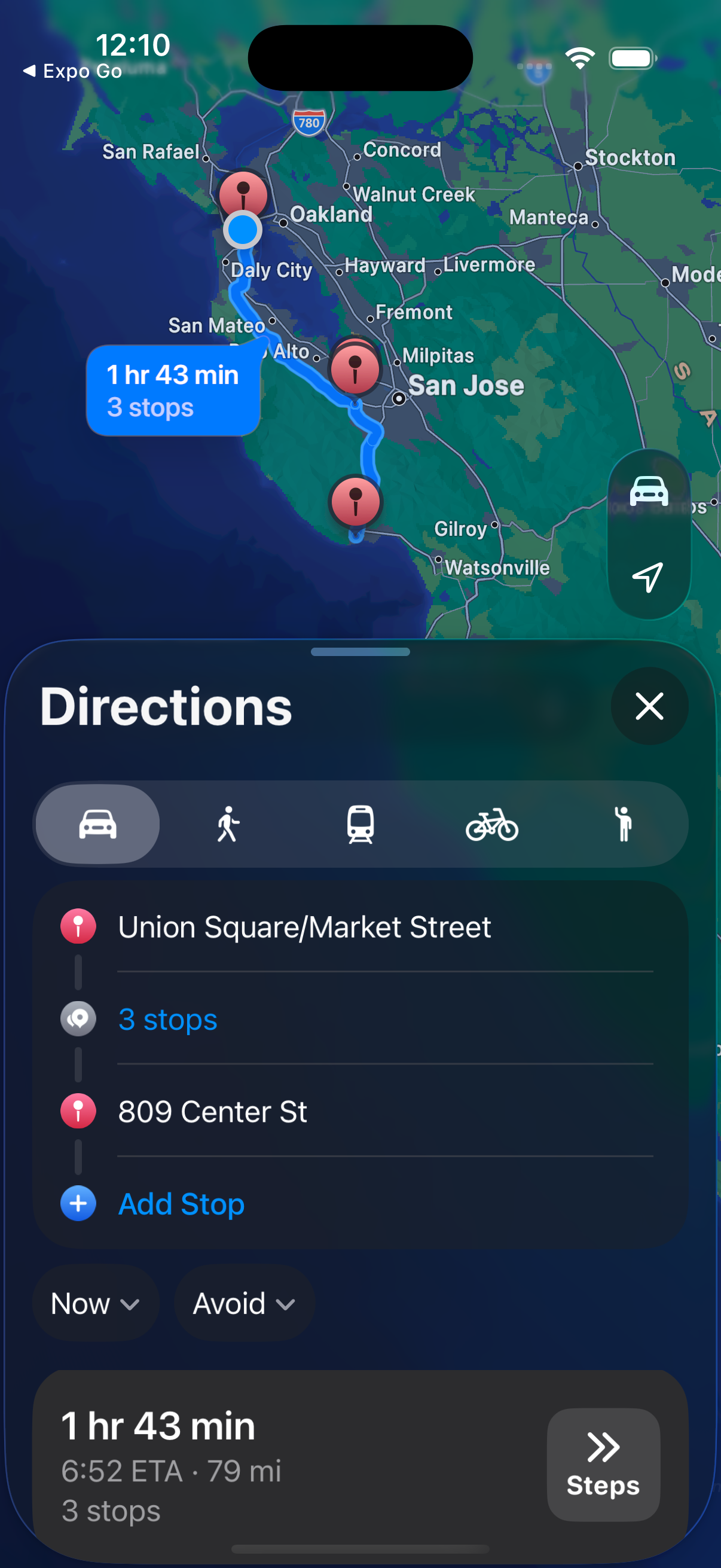 Optimized route with multiple pickup stops